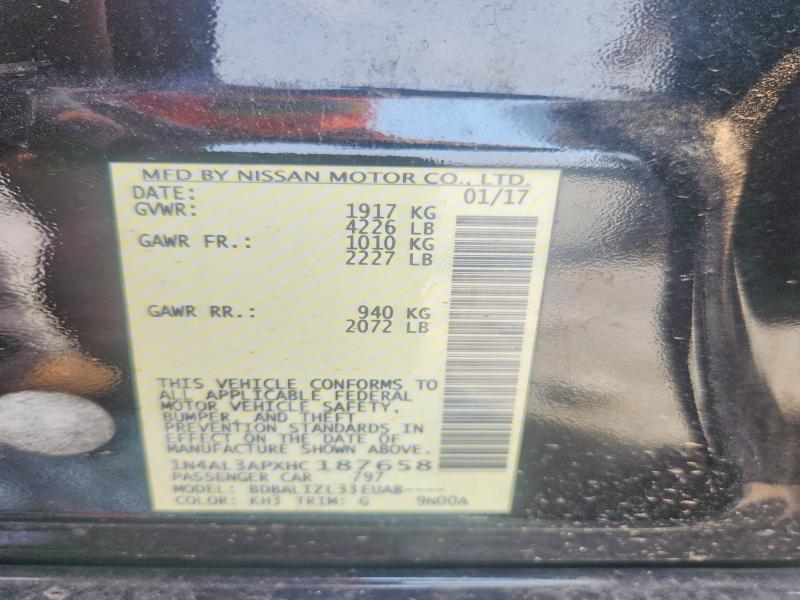 2017 Nissan Altima მანქანა იყიდება აუქციონზე, vin: 1N4AL3APXHC187658, აუქციონის ნომერი: 60227996