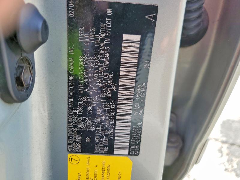 2004 Lexus Rx მანქანა იყიდება აუქციონზე, vin: 2T2GA31U54C010321, აუქციონის ნომერი: 62039826
