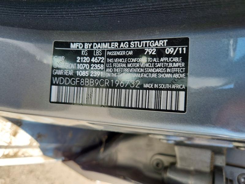 2012 Mercedes-benz C მანქანა იყიდება აუქციონზე, vin: WDDGF8BB9CR196732, აუქციონის ნომერი: 62687066