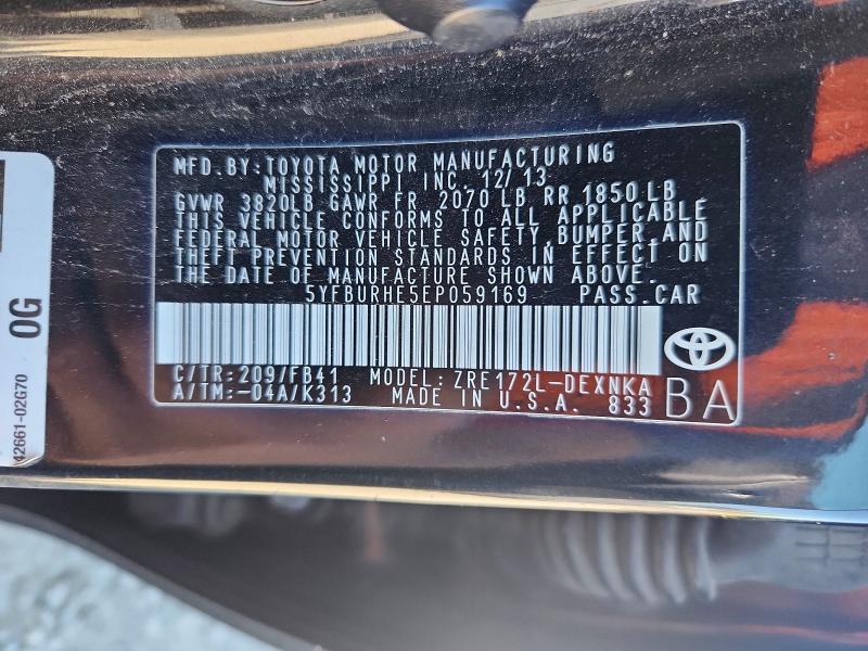 Продаж на аукціоні авто 2014 Toyota Corolla, vin: 5YFBURHE5EP059169, номер лоту: 60560816
