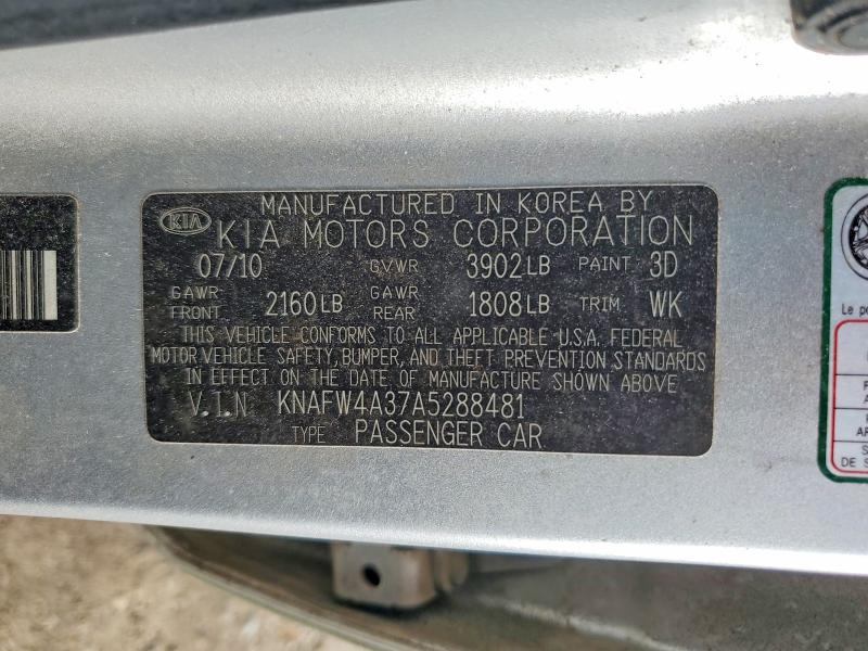 2010 Kia Forte მანქანა იყიდება აუქციონზე, vin: KNAFW4A37A5288481, აუქციონის ნომერი: 61375646