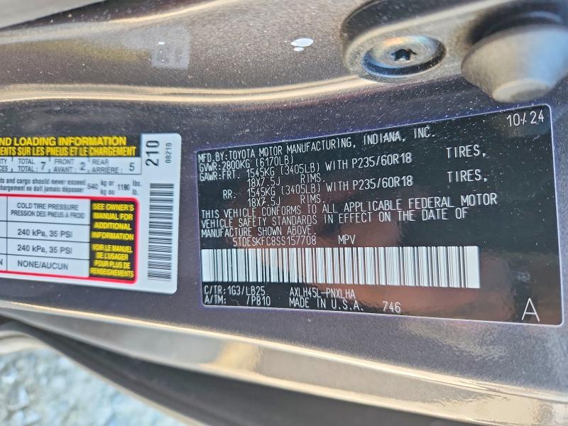 Продажа на аукционе авто 2025 Toyota Sienna, vin: 5TDESKFC8SS157708, номер лота: 61293286
