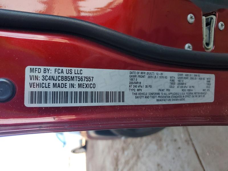 2021 Jeep Compass მანქანა იყიდება აუქციონზე, vin: 3C4NJCBB5MT567557, აუქციონის ნომერი: 61898096