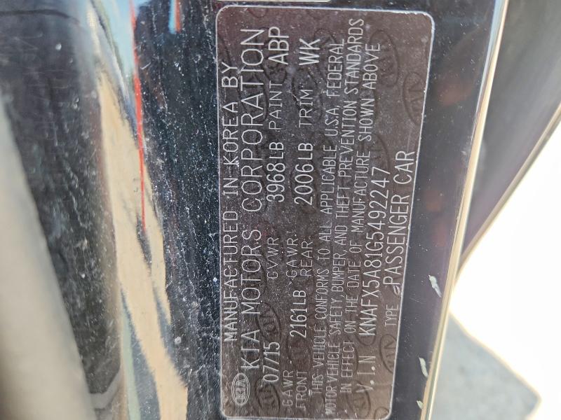 62606386 :رقم المزاد ، KNAFX5A81G5492247 vin ، 2016 Kia Forte مزاد بيع