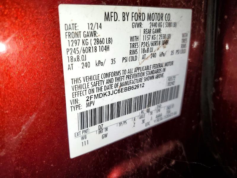 Aukcja sprzedaży 2014 Ford Edge, vin: 2FMDK3JC6EBB62612, numer aukcji: 63175776