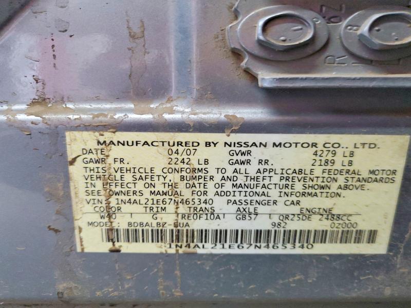 Aukcja sprzedaży 2007 Nissan Altima, vin: 1N4AL21E67N465340, numer aukcji: 60863266