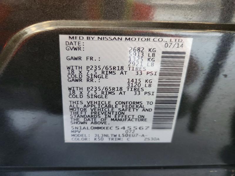 Продажа на аукционе авто 2014 Infiniti Qx60, vin: 5N1AL0MMXEC545567, номер лота: 85985275