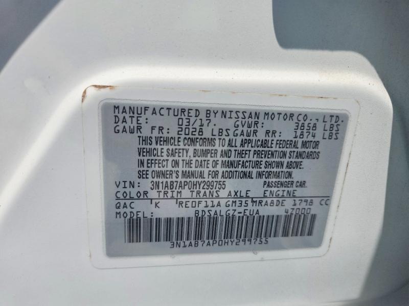 63407726 :رقم المزاد ، 3N1AB7AP0HY299755 vin ، 2017 Nissan Sentra مزاد بيع