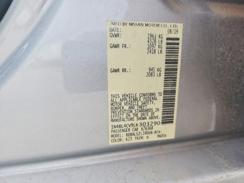 Продаж на аукціоні авто 2020 Nissan Altima, vin: 1N4BL4CV9LN303290, номер лоту: 60492046