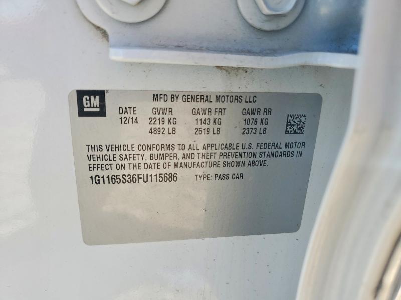 59633716 :رقم المزاد ، 1G1165S36FU115686 vin ، 2015 Chevrolet Impala مزاد بيع