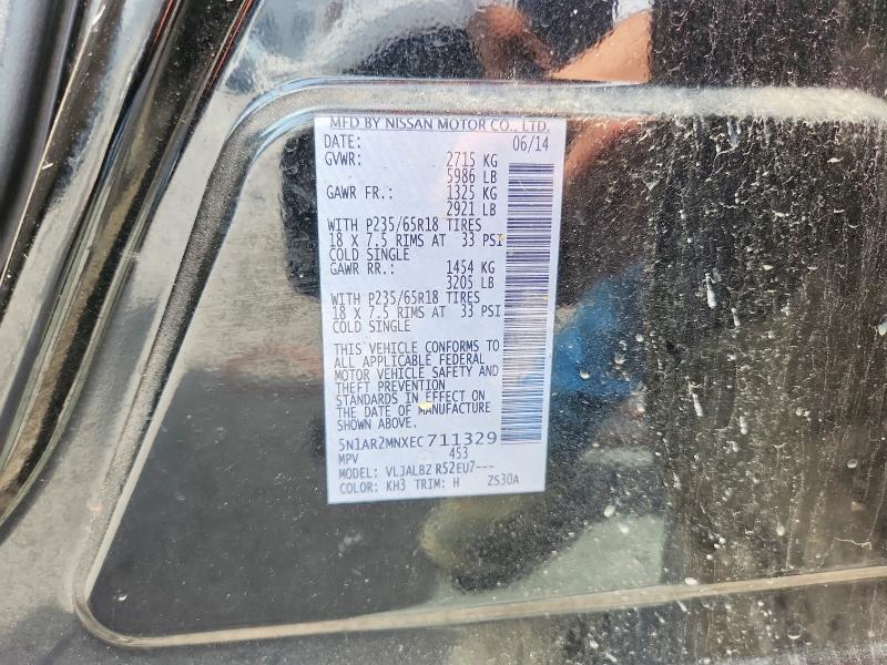 Aukcja sprzedaży 2014 Nissan Pathfinder, vin: 5N1AR2MNXEC711329, numer aukcji: 58895016