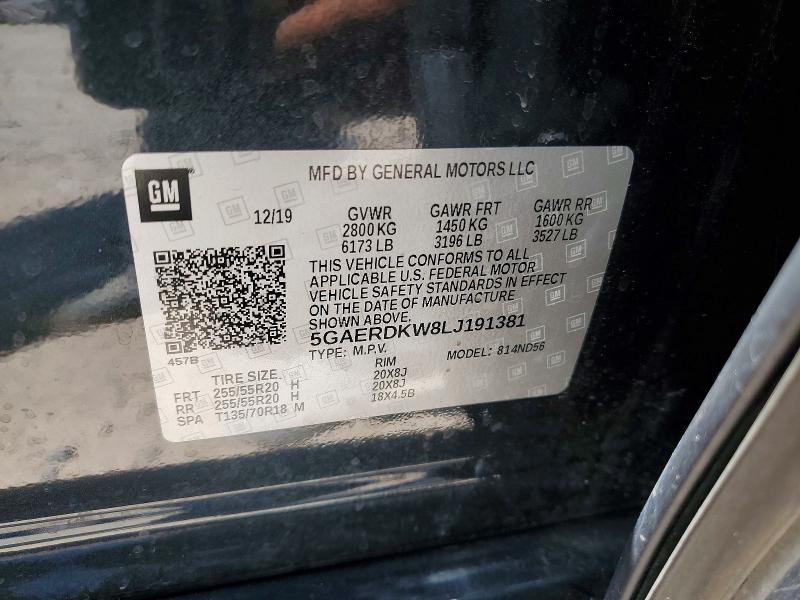 2020 Buick Enclave მანქანა იყიდება აუქციონზე, vin: 5GAERDKW8LJ191381, აუქციონის ნომერი: 62886576