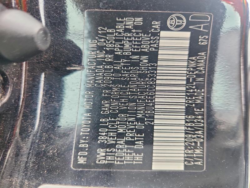 62975416 :رقم المزاد ، 2T1BU4EE6CC853313 vin ، 2012 Toyota Corolla مزاد بيع