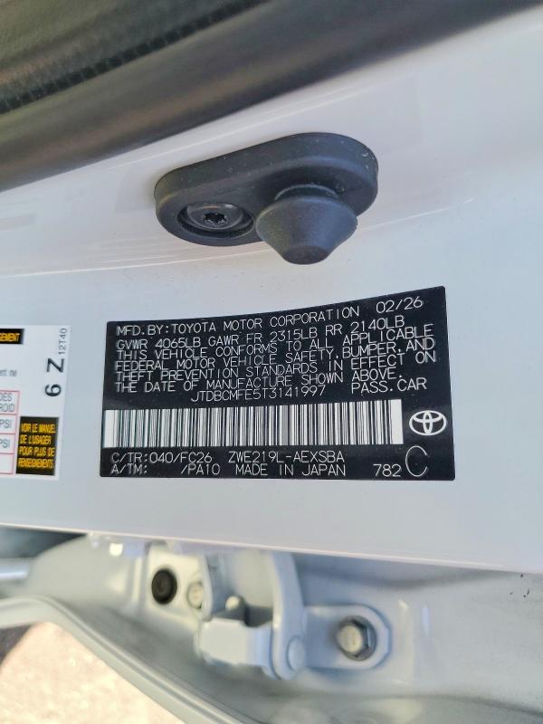 Продажа на аукционе авто 2026 Toyota Corolla Hybrid, vin: JTDBCMFE5T3141997, номер лота: 60776766