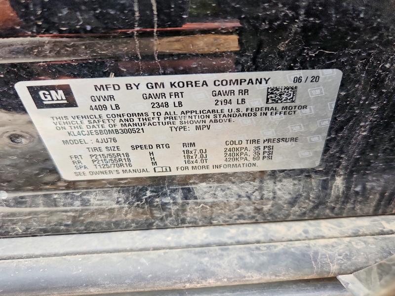 2021 Buick Encore მანქანა იყიდება აუქციონზე, vin: KL4CJESB0MB300521, აუქციონის ნომერი: 62691906