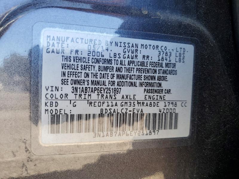 Aukcja sprzedaży 2014 Nissan Sentra, vin: 3N1AB7AP6EY251897, numer aukcji: 60794056
