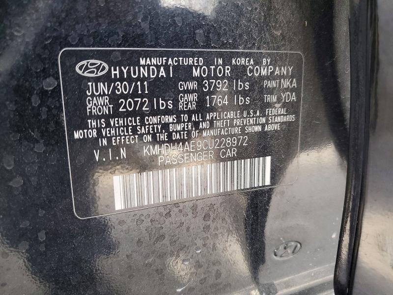 2012 Hyundai Elantra მანქანა იყიდება აუქციონზე, vin: KMHDH4AE9CU228972, აუქციონის ნომერი: 61788796
