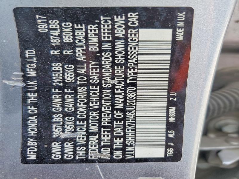 Aukcja sprzedaży 2018 Honda Civic, vin: SHHFK7H46JU203870, numer aukcji: 62230426