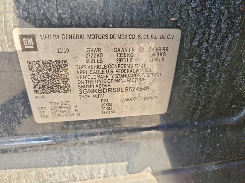 59585936 :رقم المزاد ، 3GNKBDRS9LS574549 vin ، 2020 Chevrolet Blazer مزاد بيع