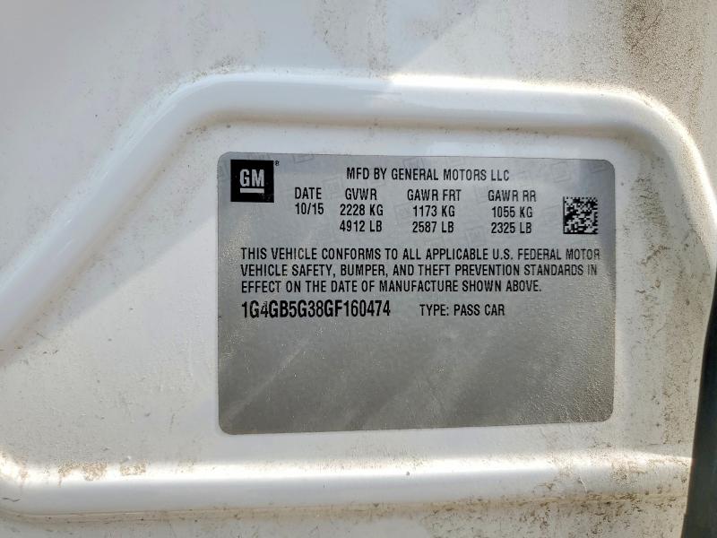 2016 Buick Lacrosse მანქანა იყიდება აუქციონზე, vin: 1G4GB5G38GF160474, აუქციონის ნომერი: 58609146