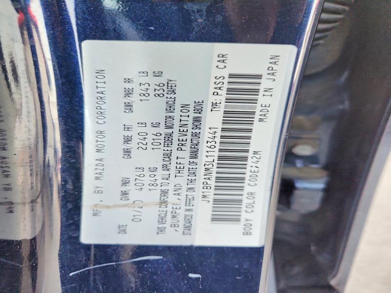 61389706 :رقم المزاد ، JM1BPANM3L1163441 vin ، 2020 Mazda 3 مزاد بيع