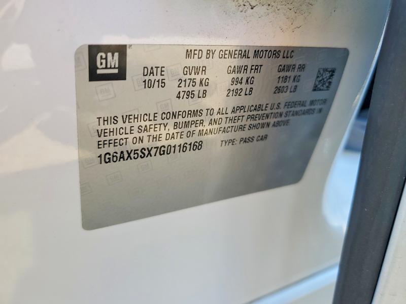 Aukcja sprzedaży 2016 Cadillac Cts, vin: 1G6AX5SX7G0116168, numer aukcji: 60616186
