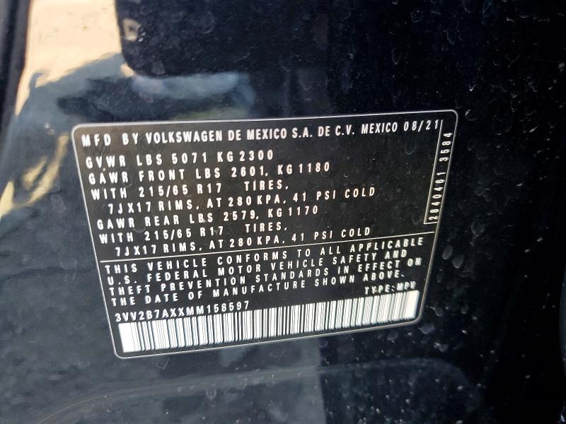 Продажа на аукционе авто 2021 Volkswagen Tiguan, vin: 3VV2B7AXXMM158597, номер лота: 60662876