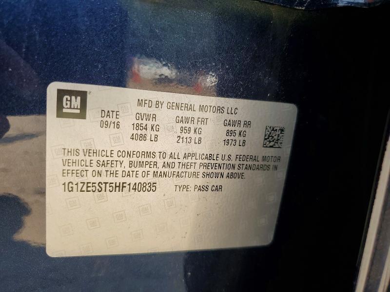 Aukcja sprzedaży 2017 Chevrolet Malibu, vin: 1G1ZE5ST5HF140835, numer aukcji: 85616215