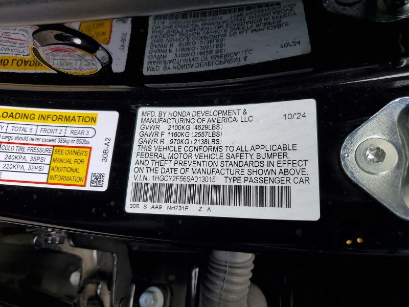 Продажа на аукционе авто 2025 Honda Accord, vin: 1HGCY2F56SA013015, номер лота: 58871396
