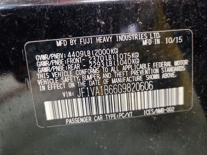 Продаж на аукціоні авто 2016 Subaru Wrx, vin: JF1VA1B66G9820606, номер лоту: 63364646