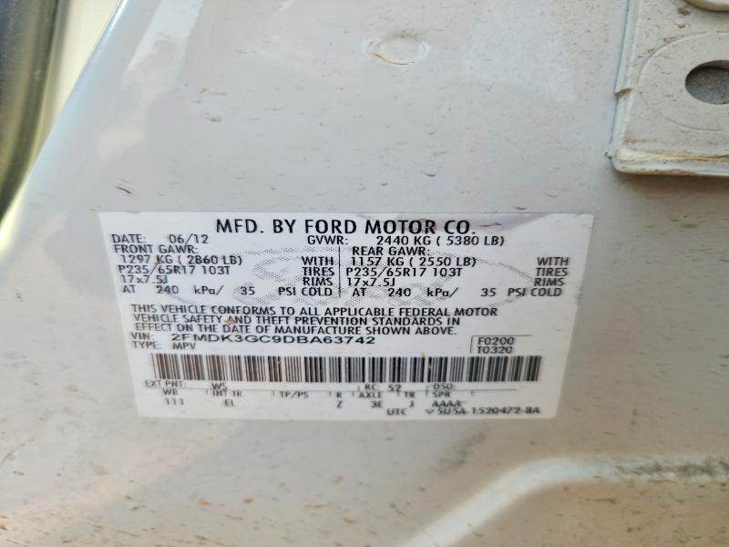 2013 Ford Edge მანქანა იყიდება აუქციონზე, vin: 2FMDK3GC9DBA63742, აუქციონის ნომერი: 62933316