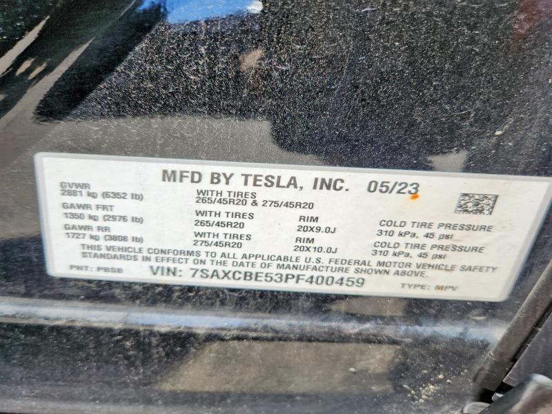 62468606 :رقم المزاد ، 7SAXCBE53PF400459 vin ، 2023 Tesla Model X مزاد بيع
