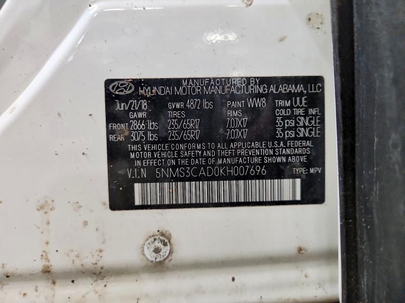 Aukcja sprzedaży 2019 Hyundai Santa Fe, vin: 5NMS3CAD0KH007696, numer aukcji: 61361506