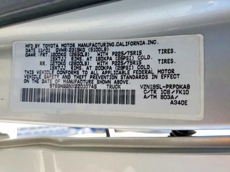 Aukcja sprzedaży 2002 Toyota Tacoma, vin: 5TEGN92NX2Z010745, numer aukcji: 60257996