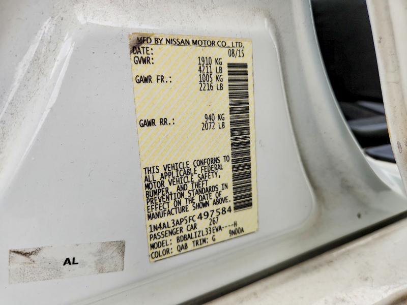 61397556 :رقم المزاد ، 1N4AL3AP5FC497584 vin ، 2015 Nissan Altima مزاد بيع