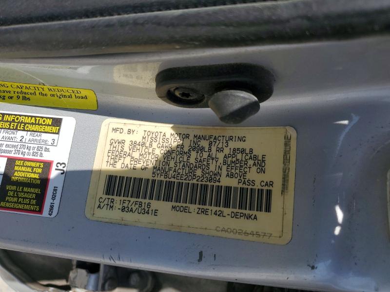 Aukcja sprzedaży 2013 Toyota Corolla, vin: 5YFBU4EE2DP223094, numer aukcji: 62025376