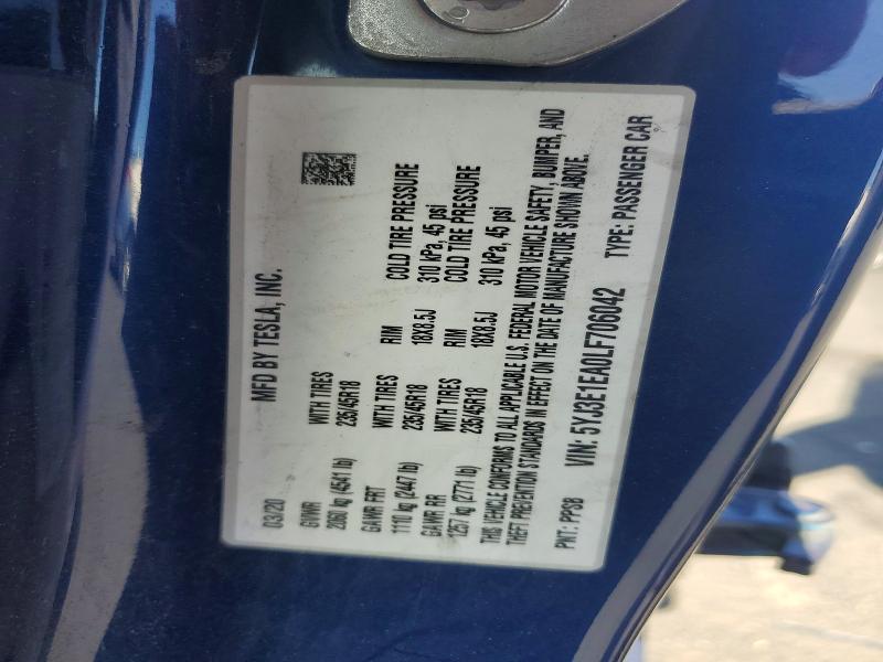 Aukcja sprzedaży 2020 Tesla Model 3, vin: 5YJ3E1EA0LF706042, numer aukcji: 59093826