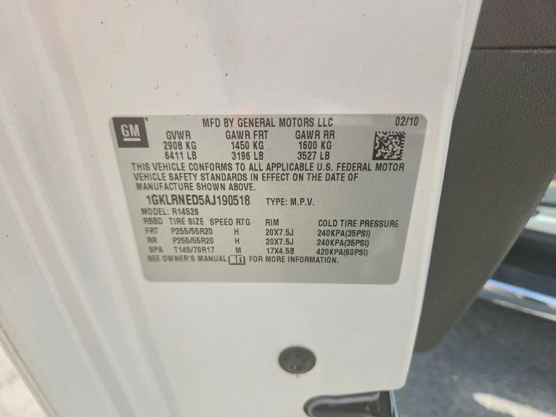 2010 Gmc Acadia მანქანა იყიდება აუქციონზე, vin: 1GKLRNED5AJ190518, აუქციონის ნომერი: 59665356