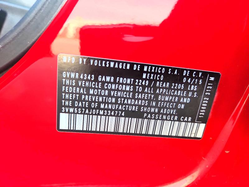Aukcja sprzedaży 2015 Volkswagen Jetta, vin: 3VW5S7AJ0FM334774, numer aukcji: 59268496