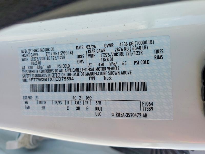Продажа на аукционе авто 2026 Ford F250, vin: 1FT7W2BTXTED75594, номер лота: 60364916