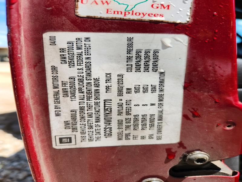 60710716 :رقم المزاد ، 1GCCS14W0YK257770 vin ، 2000 Chevrolet S Truck مزاد بيع