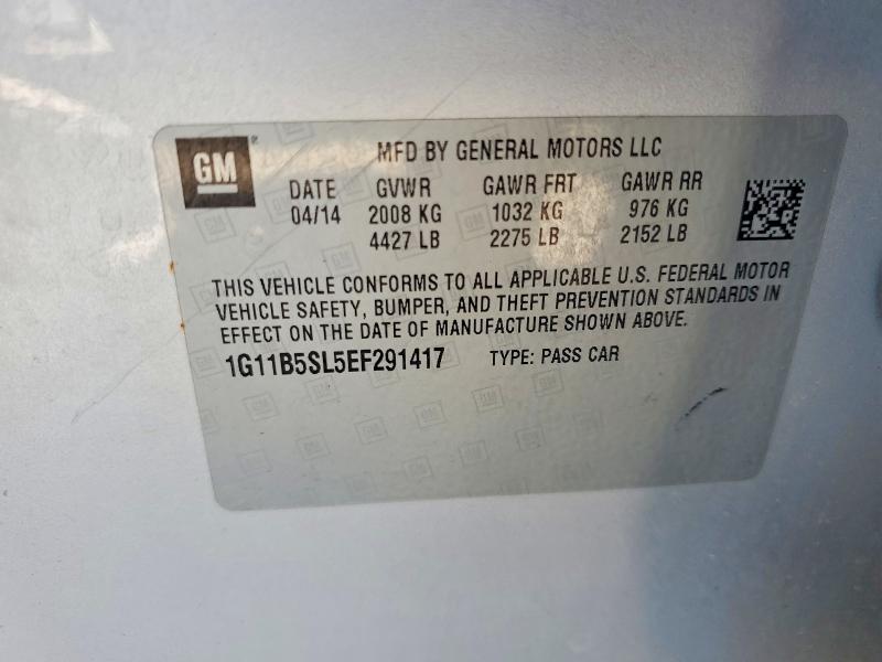 Продаж на аукціоні авто 2014 Chevrolet Malibu, vin: 1G11B5SL5EF291417, номер лоту: 60233666