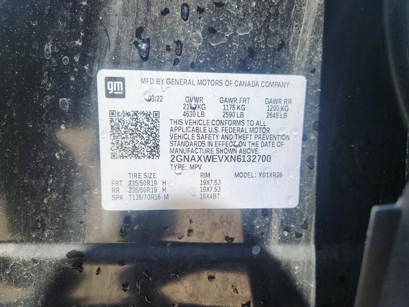 Aukcja sprzedaży 2022 Chevrolet Equinox, vin: 2GNAXWEVXN6132700, numer aukcji: 60161696