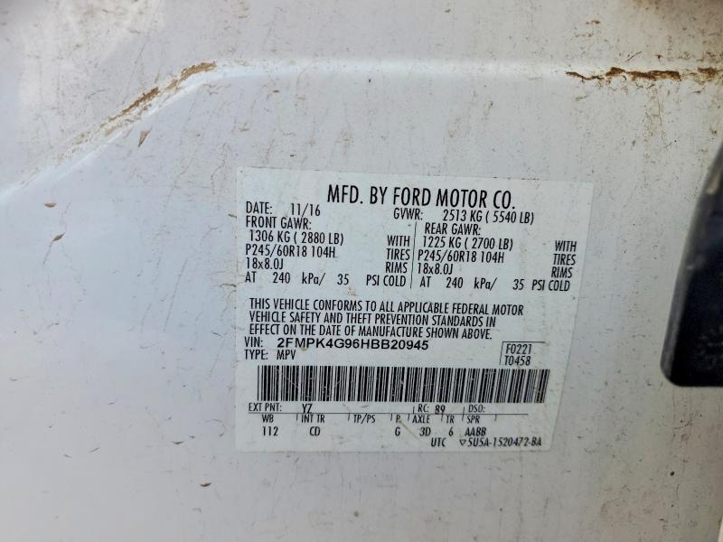 Aukcja sprzedaży 2017 Ford Edge, vin: 2FMPK4G96HBB20945, numer aukcji: 60765296