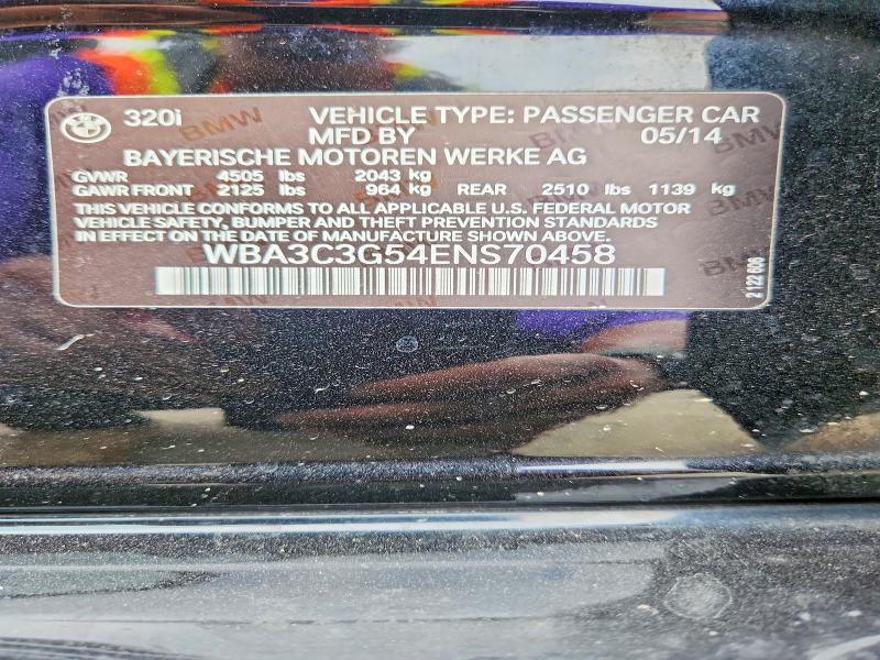 Продаж на аукціоні авто 2014 Bmw 320, vin: WBA3C3G54ENS70458, номер лоту: 62822936