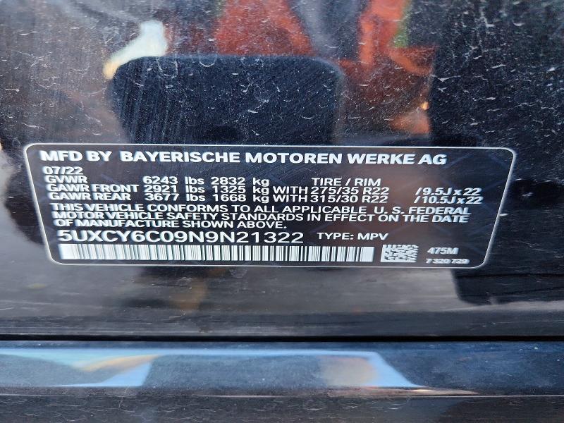 Aukcja sprzedaży 2022 Bmw X6, vin: 5UXCY6C09N9N21322, numer aukcji: 63396106