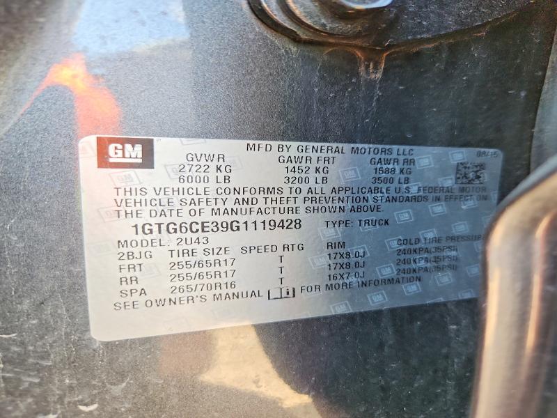 Aukcja sprzedaży 2016 Gmc Canyon, vin: 1GTG6CE39G1119428, numer aukcji: 61648316