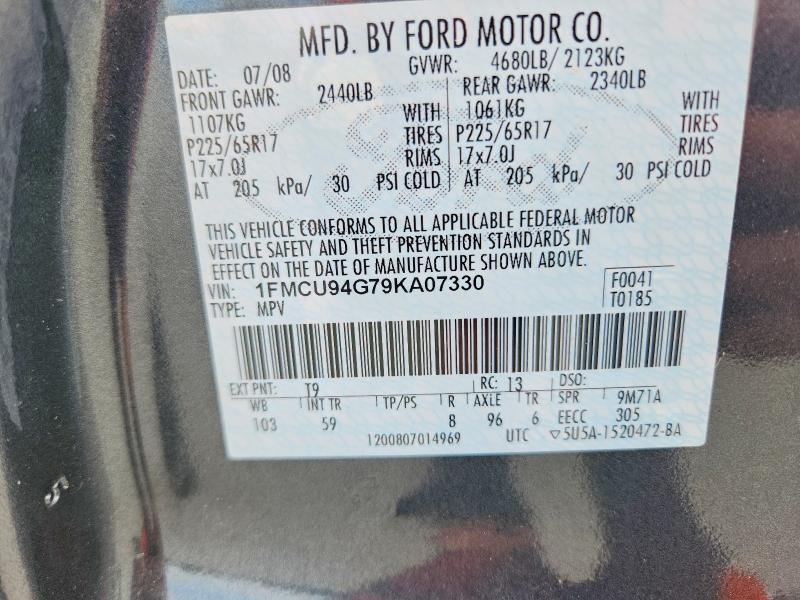 Aukcja sprzedaży 2009 Ford Escape, vin: 1FMCU94G79KA07330, numer aukcji: 60821886