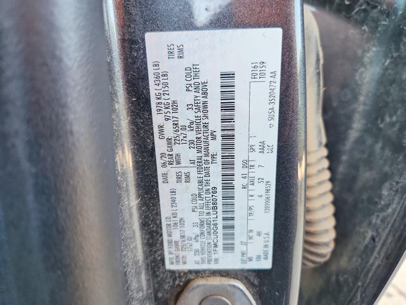 Продажа на аукционе авто 2020 Ford Escape, vin: 1FMCU0G61LUB80769, номер лота: 62591656