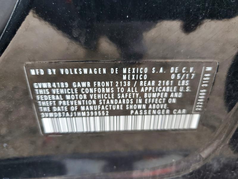 Продажа на аукционе авто 2017 Volkswagen Jetta, vin: 3VWDB7AJ1HM399552, номер лота: 62494796